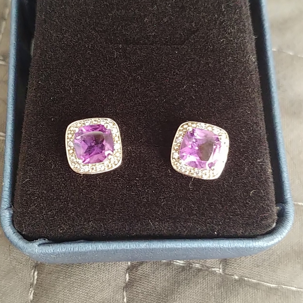 NWT Amethyst & White Sapphire Earrings
